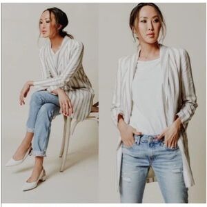 Chriselle x J.O.A. Boyfriend Blazer Sand Stripe Size S